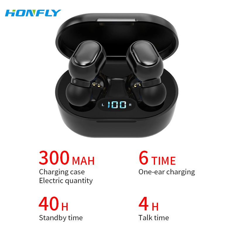 Honfly Wholesale e7S Wireless Bluetooth Headphones TWS Large Battery Digital Display Noise Canceling In-Ear Headphones