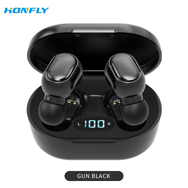 Honfly Wholesale e7S Wireless Bluetooth Headphones TWS Large Battery Digital Display Noise Canceling In-Ear Headphones