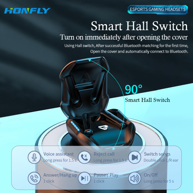 Honfly New CY02 wireless Bluetooth headset with large battery and long battery life tws gaming noise reduction headset