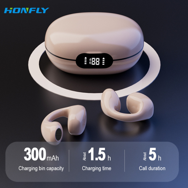 Honfly The new S5 bone conduction wireless Bluetooth headset does not enter the ear, is painless and wears long-lasting headphones wholesale.