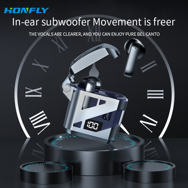 Honfly New mecha style GT02 in-ear Bluetooth headset wireless noise reduction hifi headset super long battery life bluetooth headset