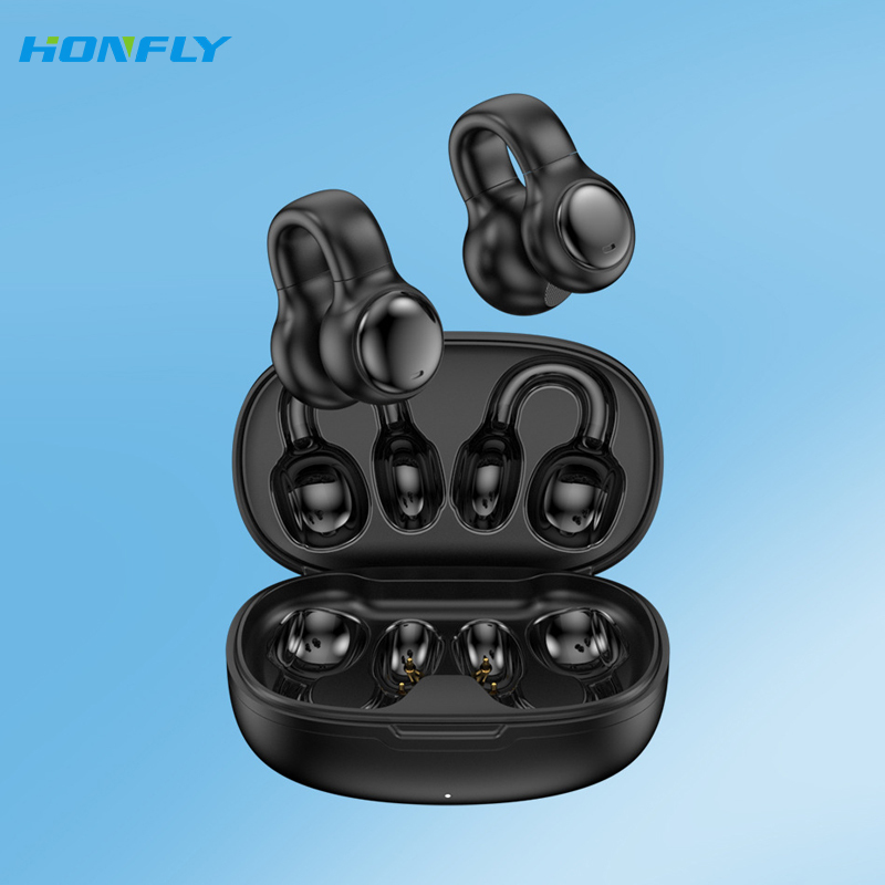 Honfly True wireless M30 ear clip Bluetooth headset, non-ear-friendly, large battery, long battery life, bone conduction wireless headset tws