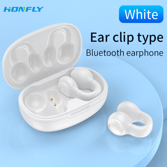 Honfly True wireless M30 ear clip Bluetooth headset, non-ear-friendly, large battery, long battery life, bone conduction wireless headset tws