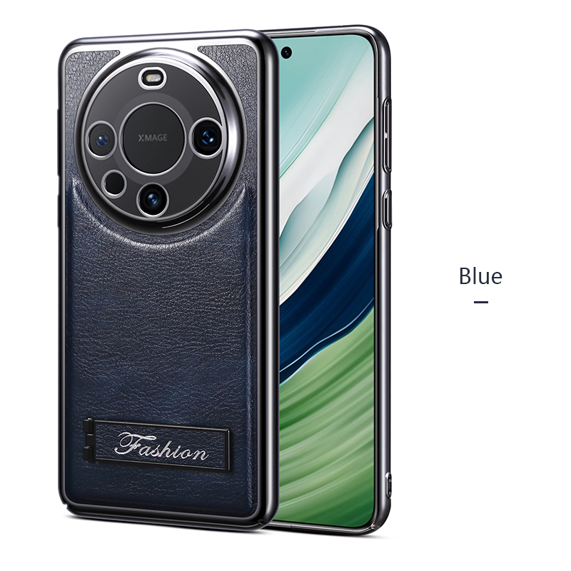 all-inclusive electroplated folding stand shockproof TPU phone case For Huawei mate 60 pro business leather case with stand