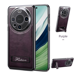 all-inclusive electroplated folding stand shockproof TPU phone case For Huawei mate 60 pro business leather case with stand