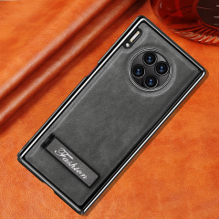 all-inclusive electroplated folding stand shockproof TPU phone case For Huawei mate 30 pro business leather case with stand