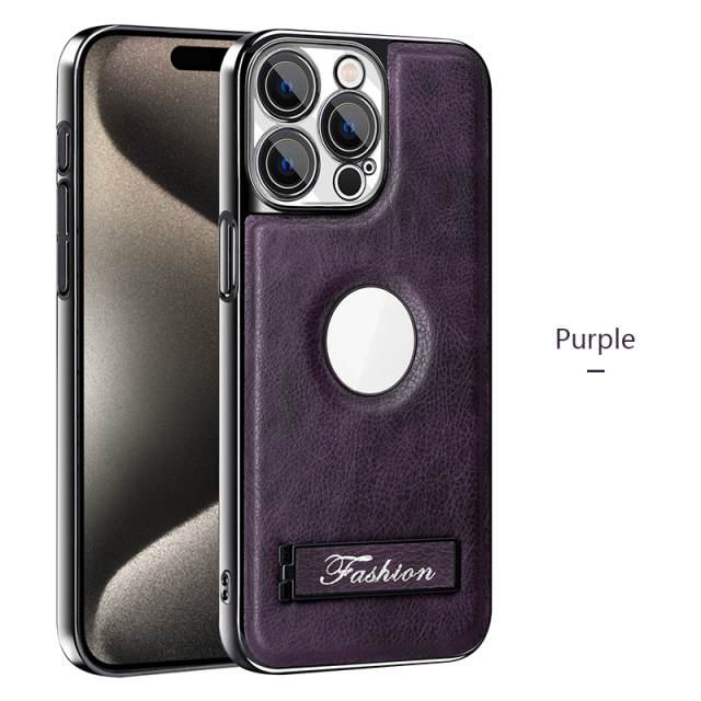 all-inclusive electroplated folding stand shockproof TPU phone case For iphone 12 pro business leather case with stand