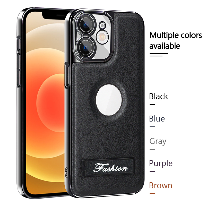 all-inclusive electroplated folding stand shockproof TPU phone case For iphone 12 business leather case with stand
