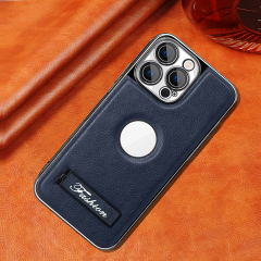 all-inclusive electroplated folding stand shockproof TPU phone case For iphone 12 pro max business leather case with stand