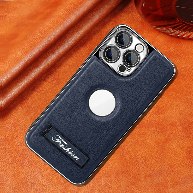 all-inclusive electroplated folding stand shockproof TPU phone case For iphone 12 pro max business leather case with stand