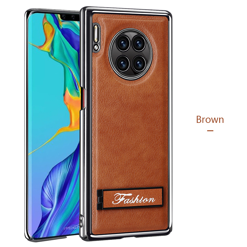 all-inclusive electroplated folding stand shockproof TPU phone case For Huawei mate 30 pro business leather case with stand