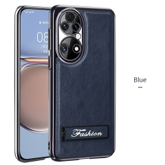 all-inclusive electroplated folding stand shockproof TPU phone case For Huawei p50 business leather case with stand