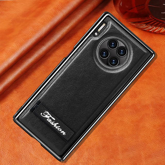 all-inclusive electroplated folding stand shockproof TPU phone case For Huawei mate 30 business leather case with stand