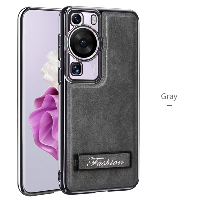 all-inclusive electroplated folding stand shockproof TPU phone case For Huawei p60 business leather case with stand