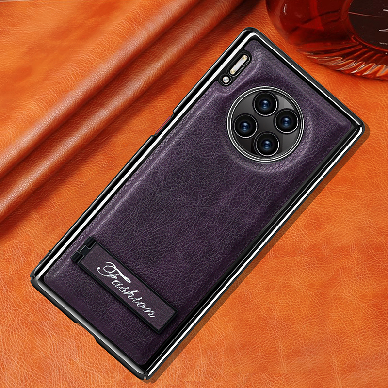 all-inclusive electroplated folding stand shockproof TPU phone case For Huawei mate 30 pro business leather case with stand