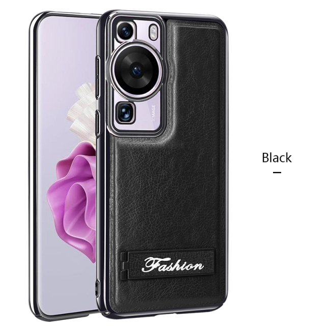 all-inclusive electroplated folding stand shockproof TPU phone case For Huawei p60 business leather case with stand