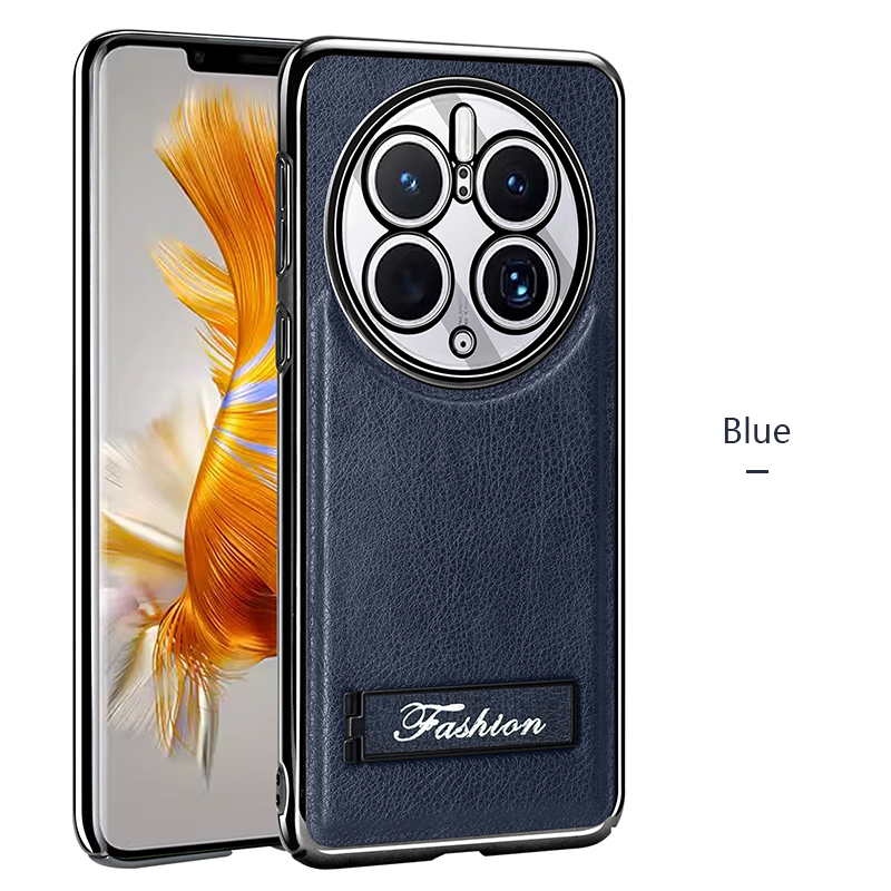 all-inclusive electroplated folding stand shockproof TPU phone case For Huawei mate 50 pro business leather case with stand
