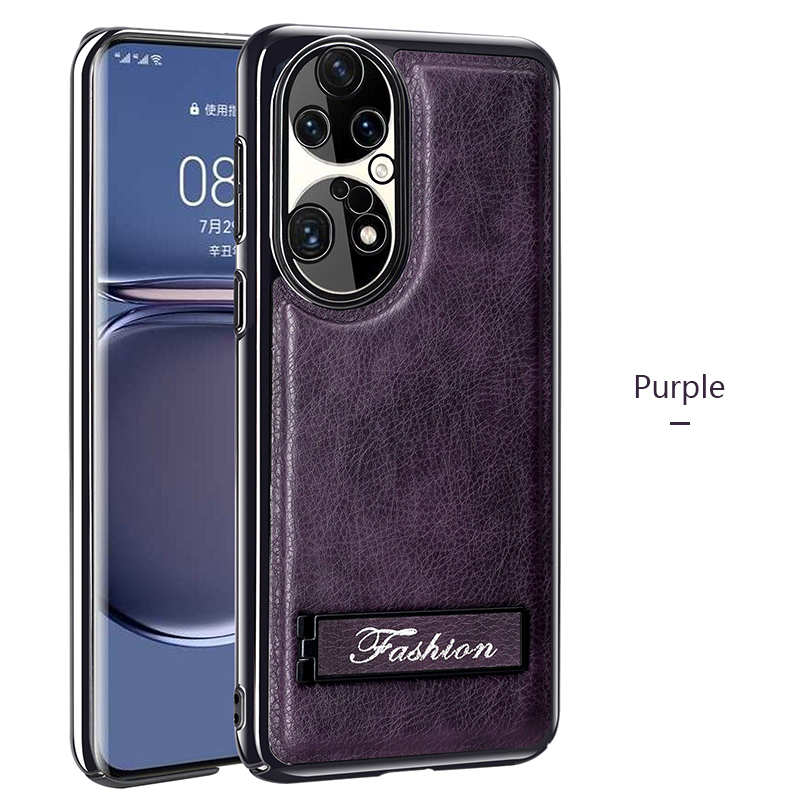 all-inclusive electroplated folding stand shockproof TPU phone case For Huawei p50 pro business leather case with stand
