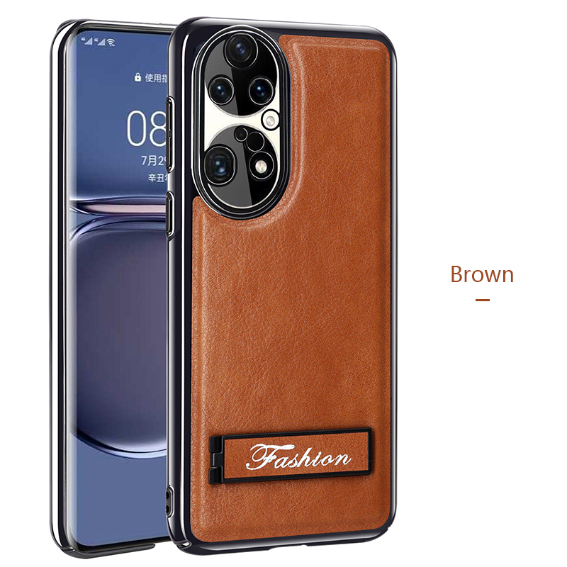 all-inclusive electroplated folding stand shockproof TPU phone case For Huawei p50 pro business leather case with stand