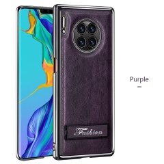 all-inclusive electroplated folding stand shockproof TPU phone case For Huawei mate 30 pro business leather case with stand