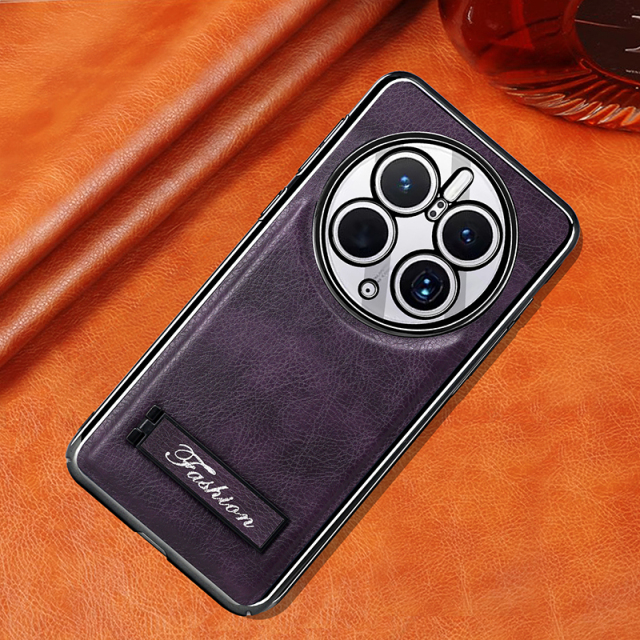 all-inclusive electroplated folding stand shockproof TPU phone case For Huawei mate 50 pro business leather case with stand