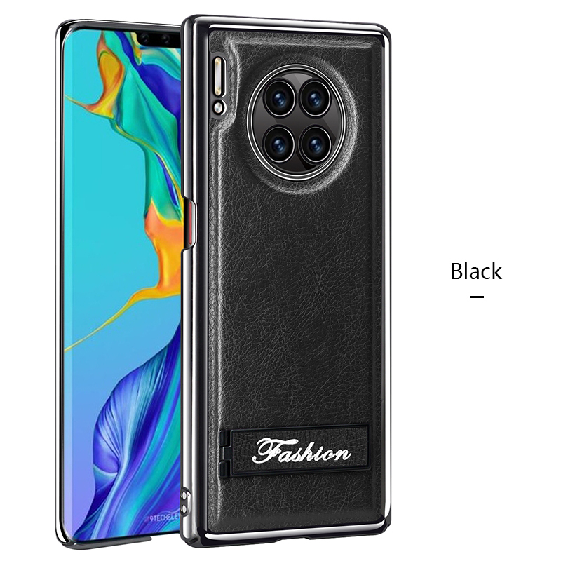 all-inclusive electroplated folding stand shockproof TPU phone case For Huawei mate 30 pro business leather case with stand