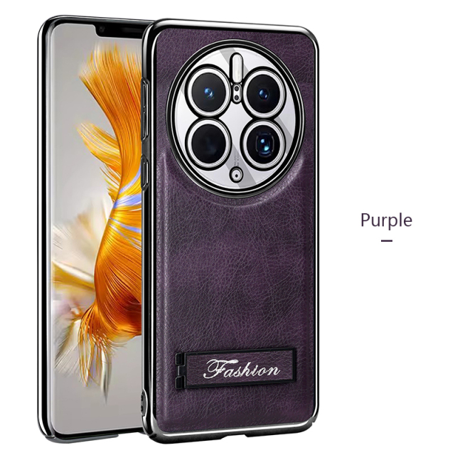 all-inclusive electroplated folding stand shockproof TPU phone case For Huawei mate 50 pro business leather case with stand