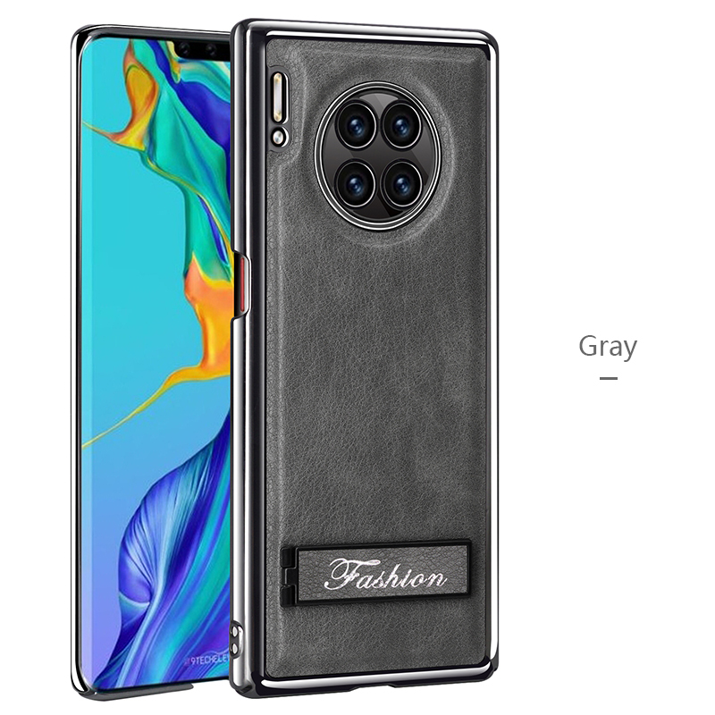 all-inclusive electroplated folding stand shockproof TPU phone case For Huawei mate 30 pro business leather case with stand