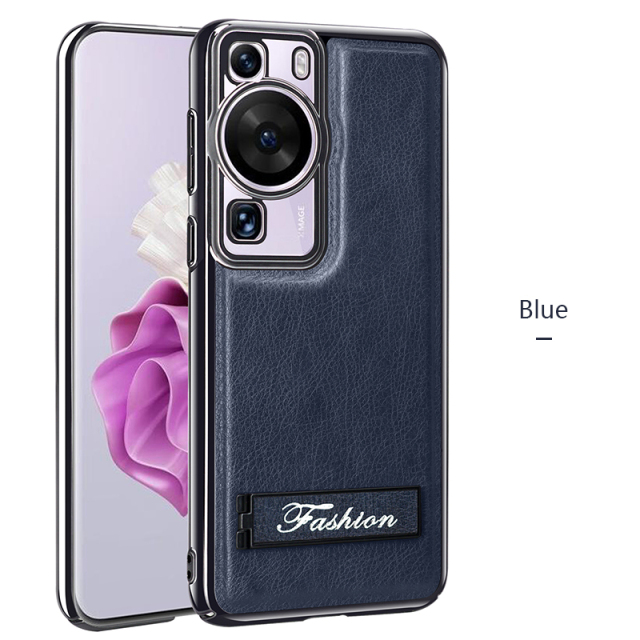 all-inclusive electroplated folding stand shockproof TPU phone case For Huawei p60 business leather case with stand