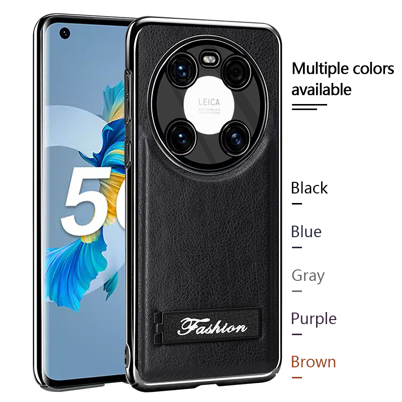 all-inclusive electroplated folding stand shockproof TPU phone case For Huawei mate 40 business leather case with stand