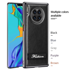 all-inclusive electroplated folding stand shockproof TPU phone case For Huawei mate 30 pro business leather case with stand