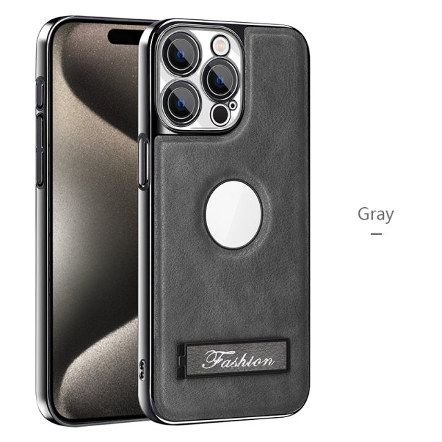all-inclusive electroplated folding stand shockproof TPU phone case For iphone 13 pro business leather case with stand