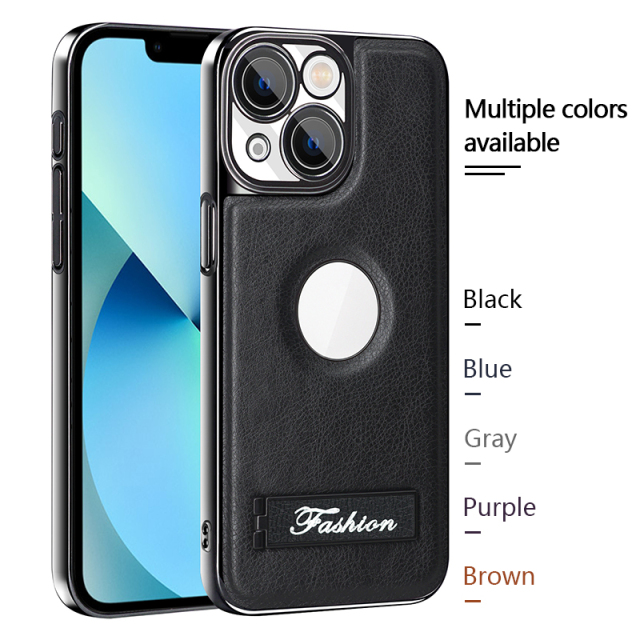 all-inclusive electroplated folding stand shockproof TPU phone case For iphone 14 business leather case with stand