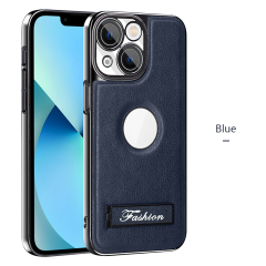 all-inclusive electroplated folding stand shockproof TPU phone case For iphone 14 business leather case with stand