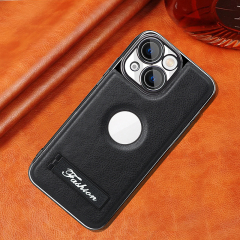 all-inclusive electroplated folding stand shockproof TPU phone case For iphone 14 business leather case with stand