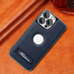 all-inclusive electroplated folding stand shockproof TPU phone case For iphone 15 pro max business leather case with stand