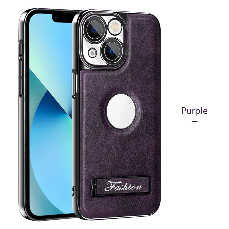 all-inclusive electroplated folding stand shockproof TPU phone case For iphone 13 business leather case with stand
