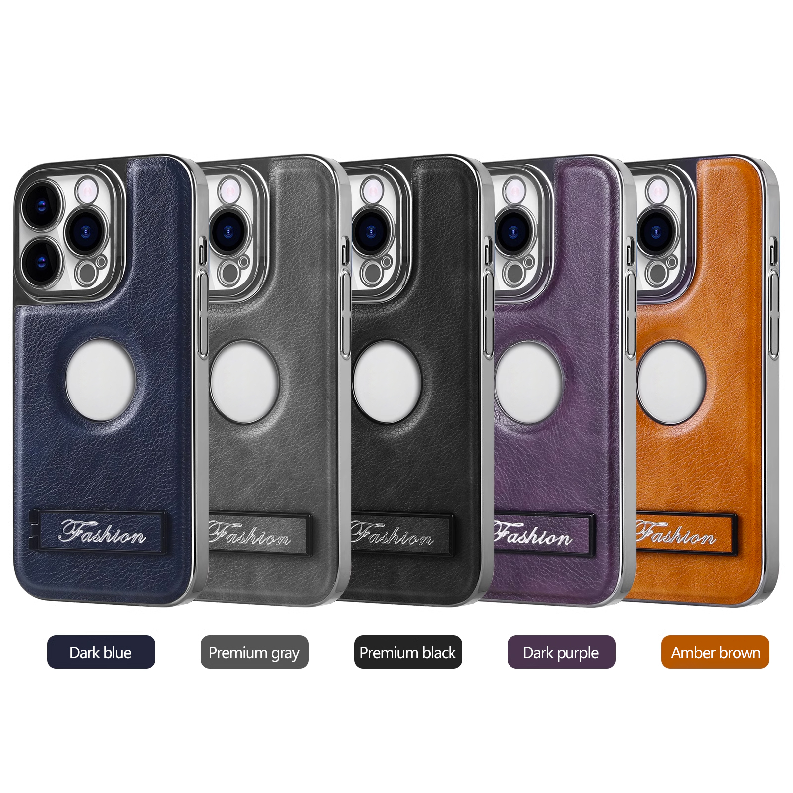 all-inclusive electroplated folding stand shockproof TPU phone case For iphone 15 business leather case with stand