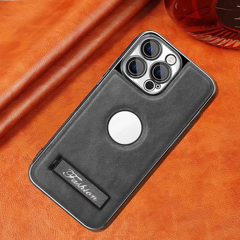 all-inclusive electroplated folding stand shockproof TPU phone case For iphone 13 pro max business leather case with stand