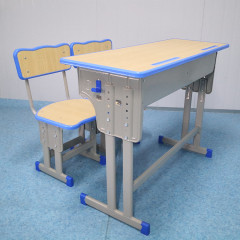 adjustable school double student desk with chair