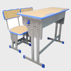 Adjustable school double seater student ergonomic desk and chair