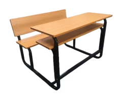 classroom wooden double desk and chair