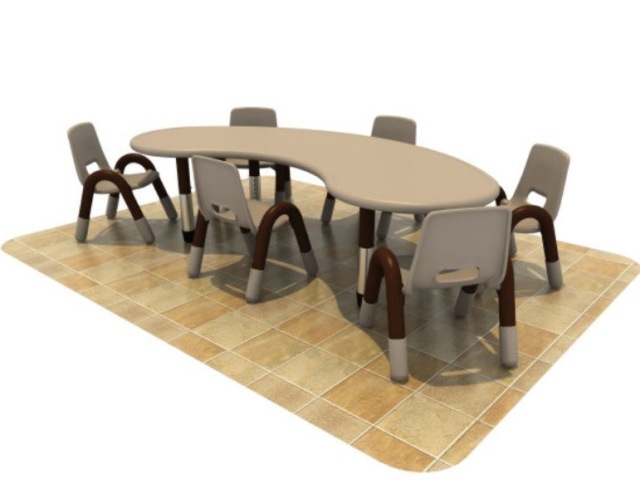 Kindergarten children study writing drawing dining table