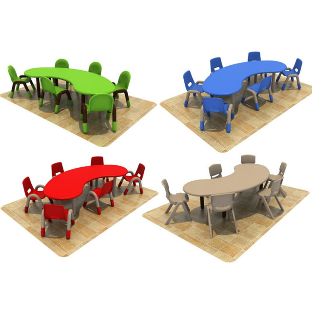 Kindergarten children study writing drawing dining table