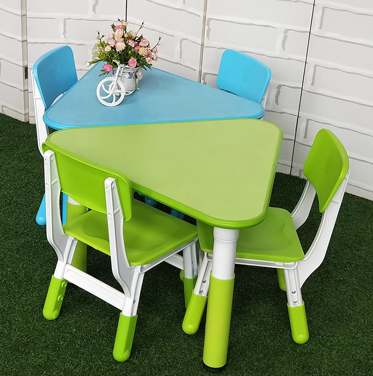 Kindergarten modular triangular kids table chair