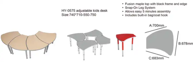 Single student collaborative study table