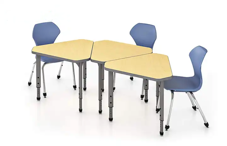 Irregular Triangle Shape School Classroom Adjustable Table