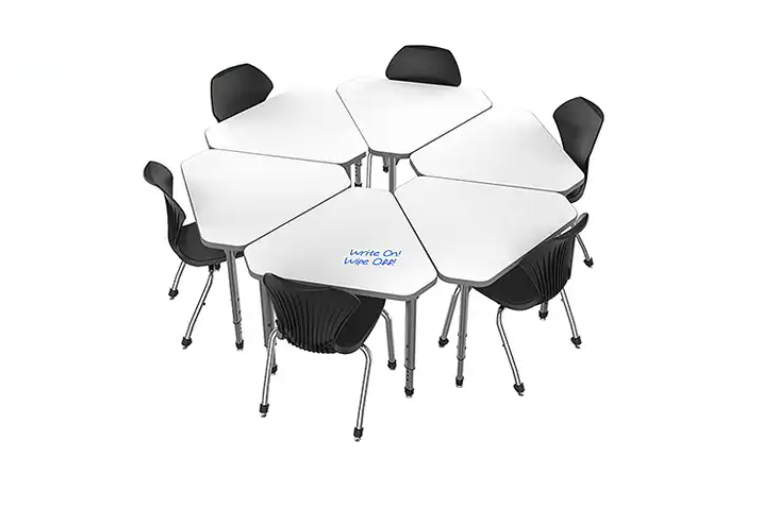 Irregular Triangle Shape School Classroom Adjustable Table