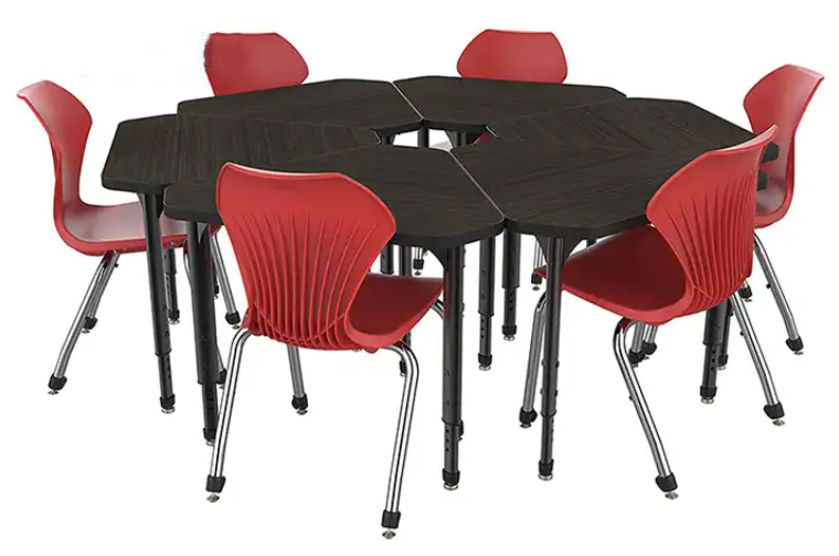 Irregular Triangle Shape School Classroom Adjustable Table