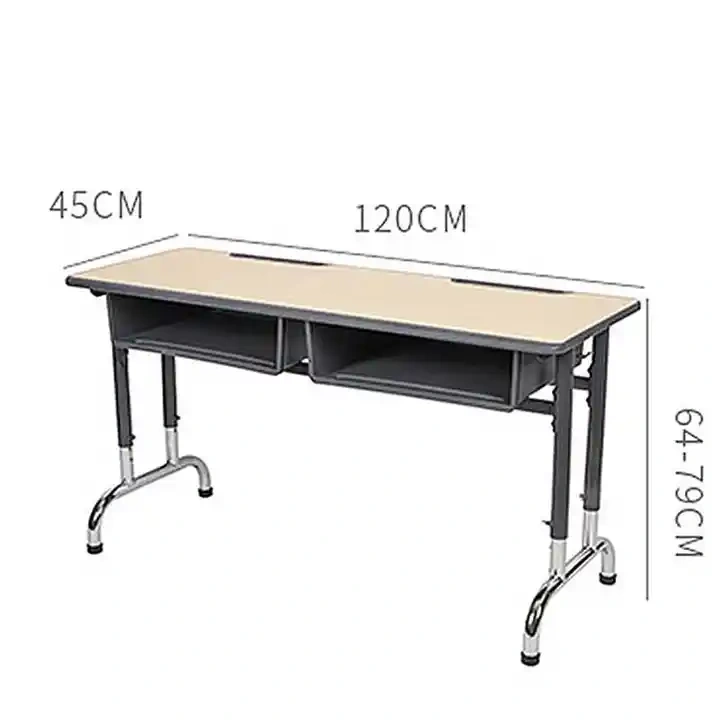 Adjustable School Furniture Double Student Desk